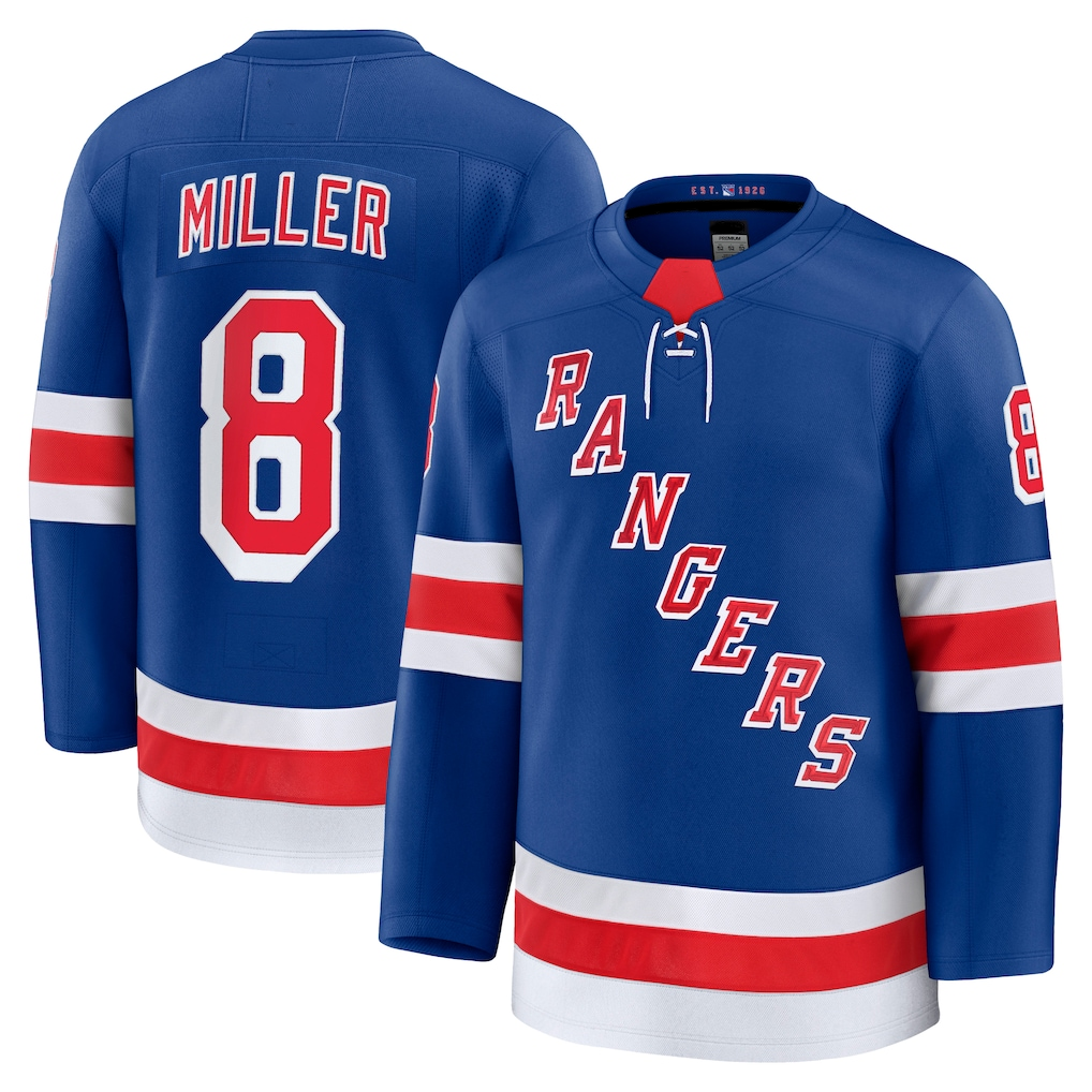 Punc NY.Rangers #8 J.T. Miller Blue Home Premium Jerseys
