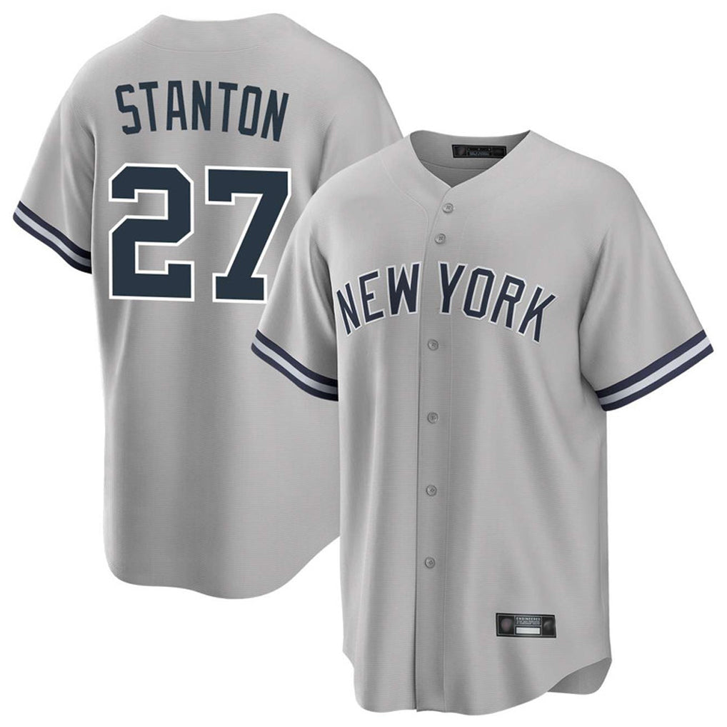 Punc NY.Yankees #27 Giancarlo Stanton Player Gray Road Game Stitched Jerseys