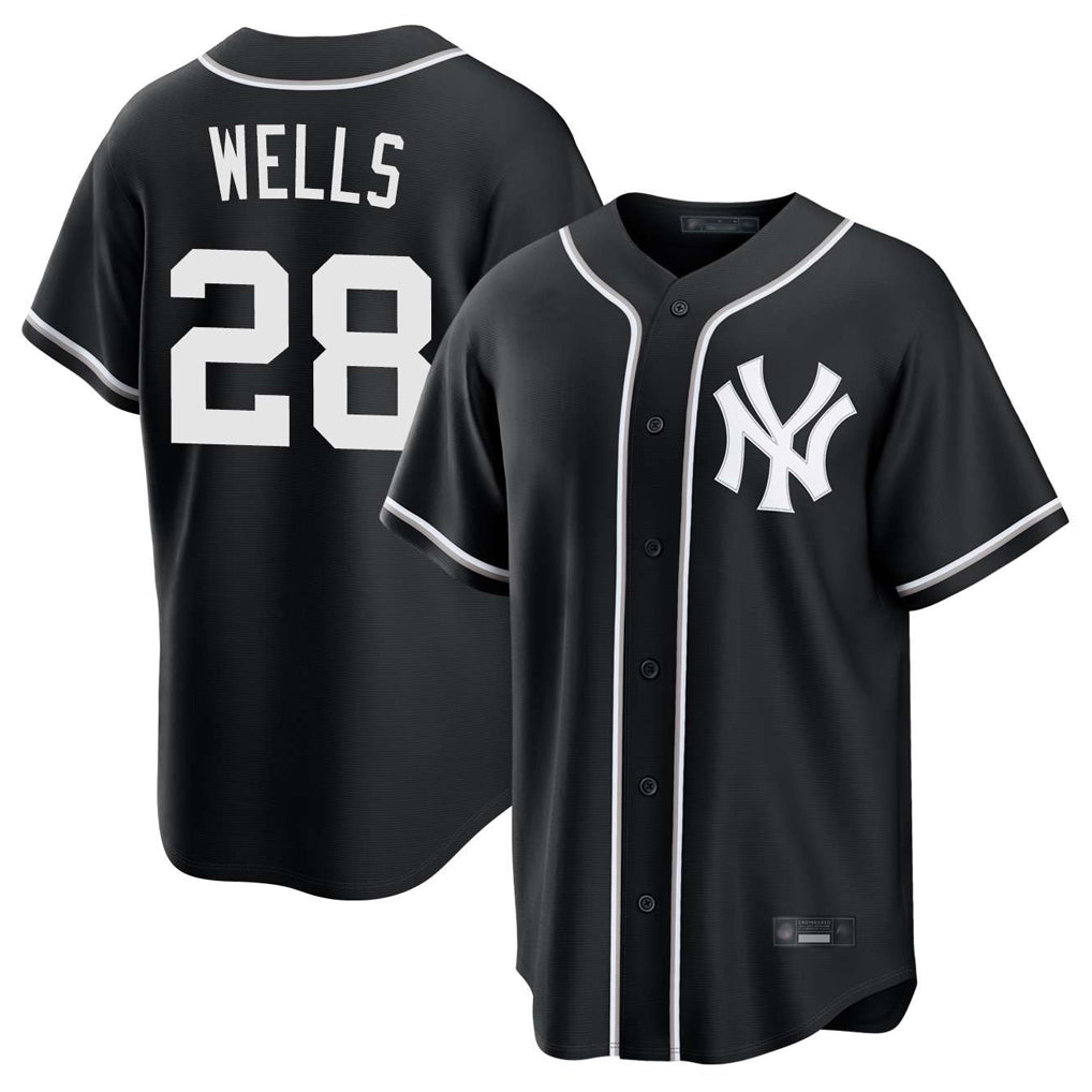 Punc NY.Yankees #28 Austin Wells Player Black Out Game Home Stitched Jerseys