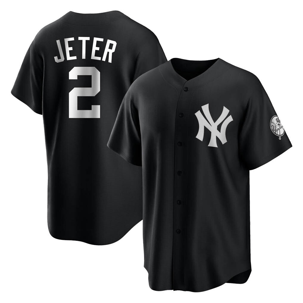 Punc NY.Yankees #2 Derek Jeter Player Black Game Stitched Jerseys