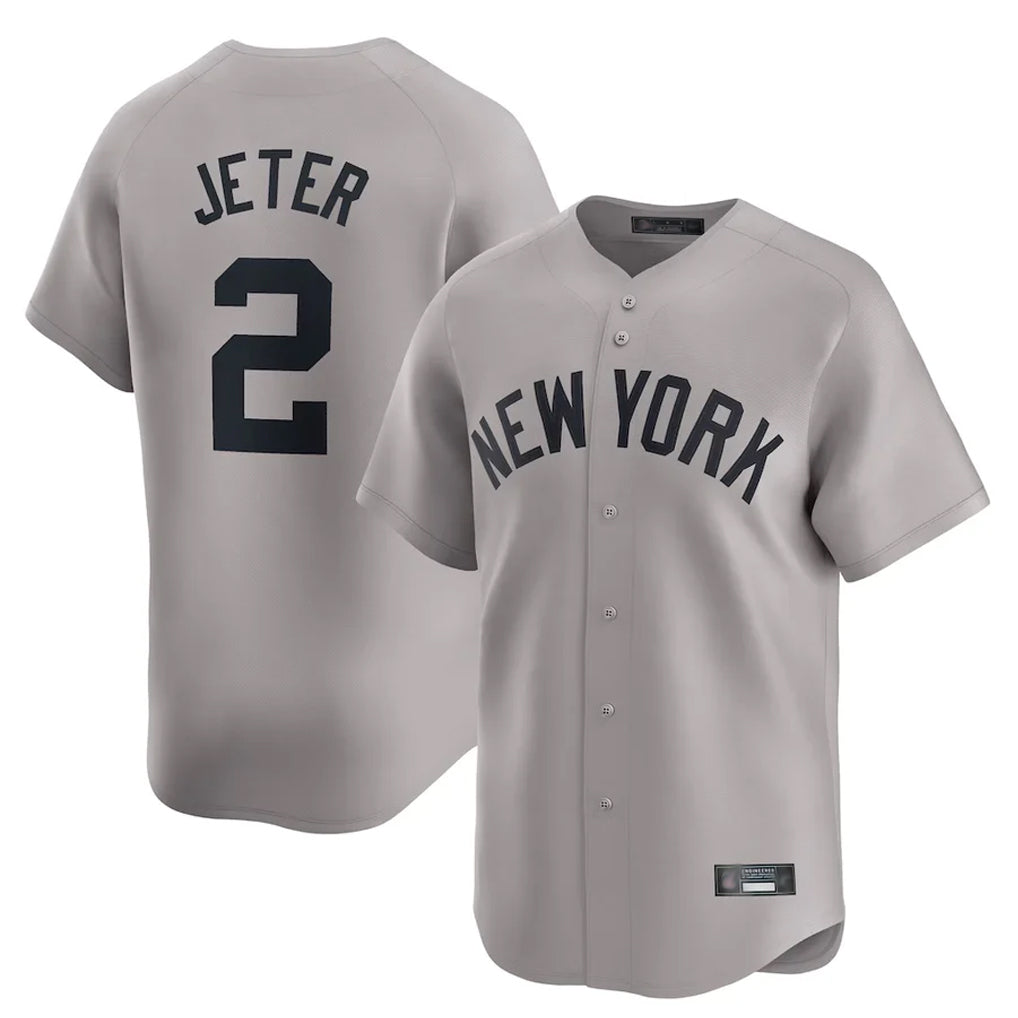 Punc NY.Yankees #2 Derek Jeter Player Gray Limited Home Stitched Jerseys