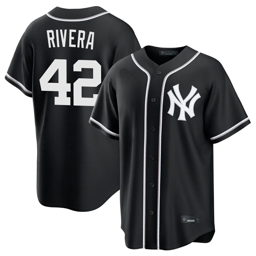 Punc NY.Yankees #42 Mariano Rivera Player Black Out Game Home Stitched Jerseys