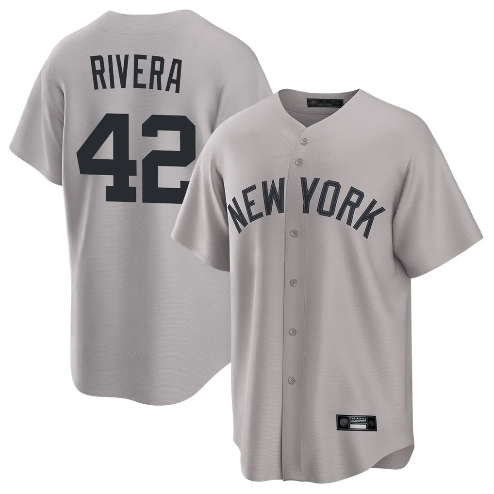 Punc NY.Yankees #42 Mariano Rivera Player Gray Game Home Stitched Jerseys