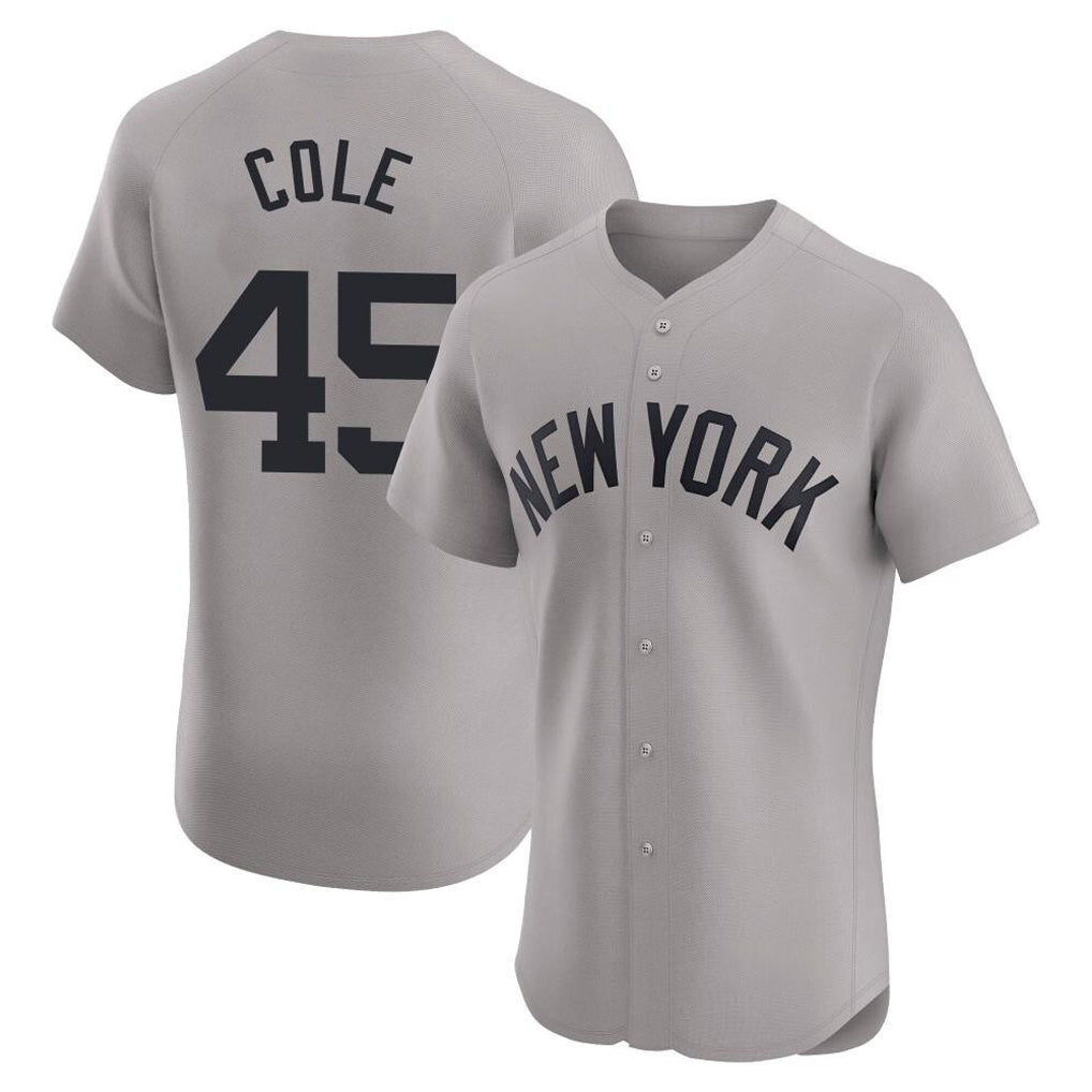 Punc NY.Yankees #45 Gerrit Cole Player Gray Limited Elite Home Stitched Jerseys