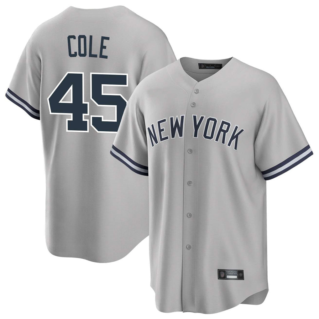Punc NY.Yankees #45 Gerrit Cole Player Gray Road Game Stitched Jerseys