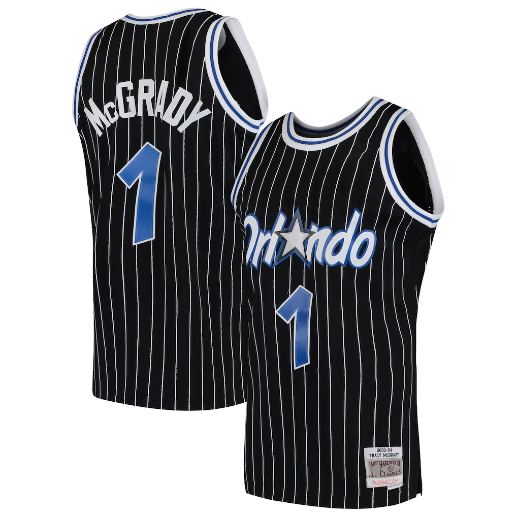 Punc O.Magic #1 Tracy McGrady Mitchell & Ness Black Hardwood Classics Swingman Jerseys