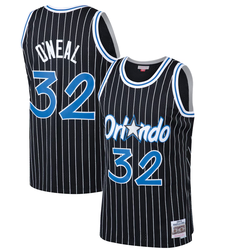 Punc O.Magic #32 Shaquille O'Neal Mitchell & Ness Black Hardwood Classics Swingman Jerseys