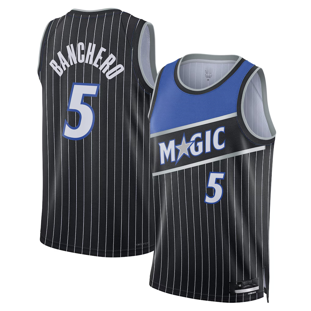 Punc O.Magic #5 Paolo Banchero Black Swingman Jerseys - Statement Edition