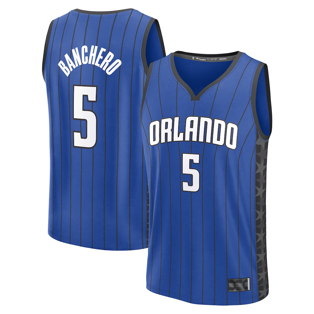 Punc O.Magic #5 Paolo Banchero  Blue Fast Break Replica Player Jerseys - Statement Edition