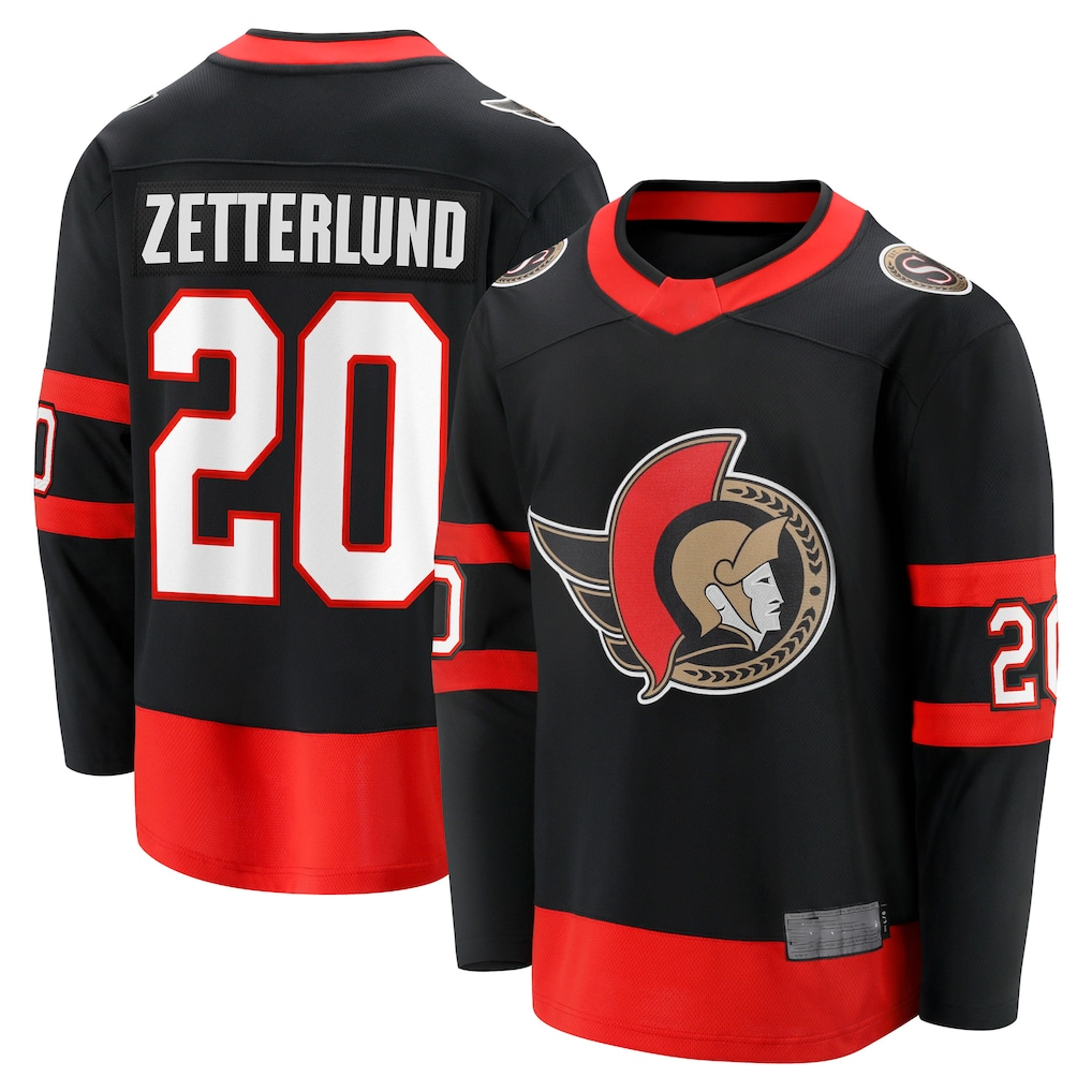 Punc O.Senators #20 Fabian Zetterlund Black Home Breakaway Jerseys