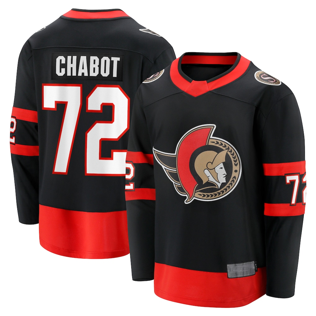 Punc O.Senators #72 Thomas Chabot Black Home Breakaway Jerseys