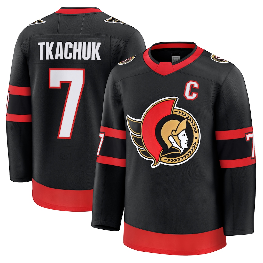 Punc O.Senators #7 Brady Tkachuk Black Home Premium Jerseys