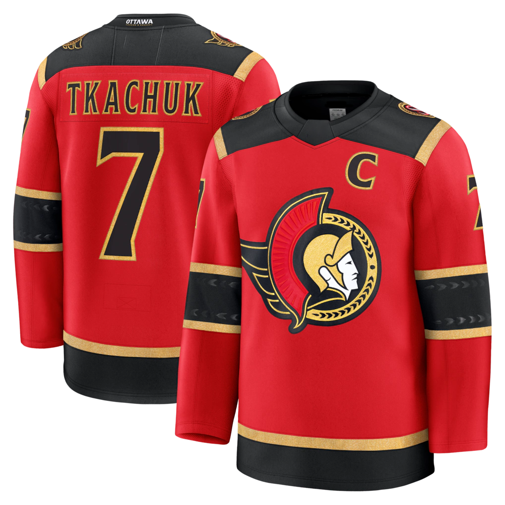 Punc O.Senators #7 Brady Tkachuk Red Alternate Premium Jerseys