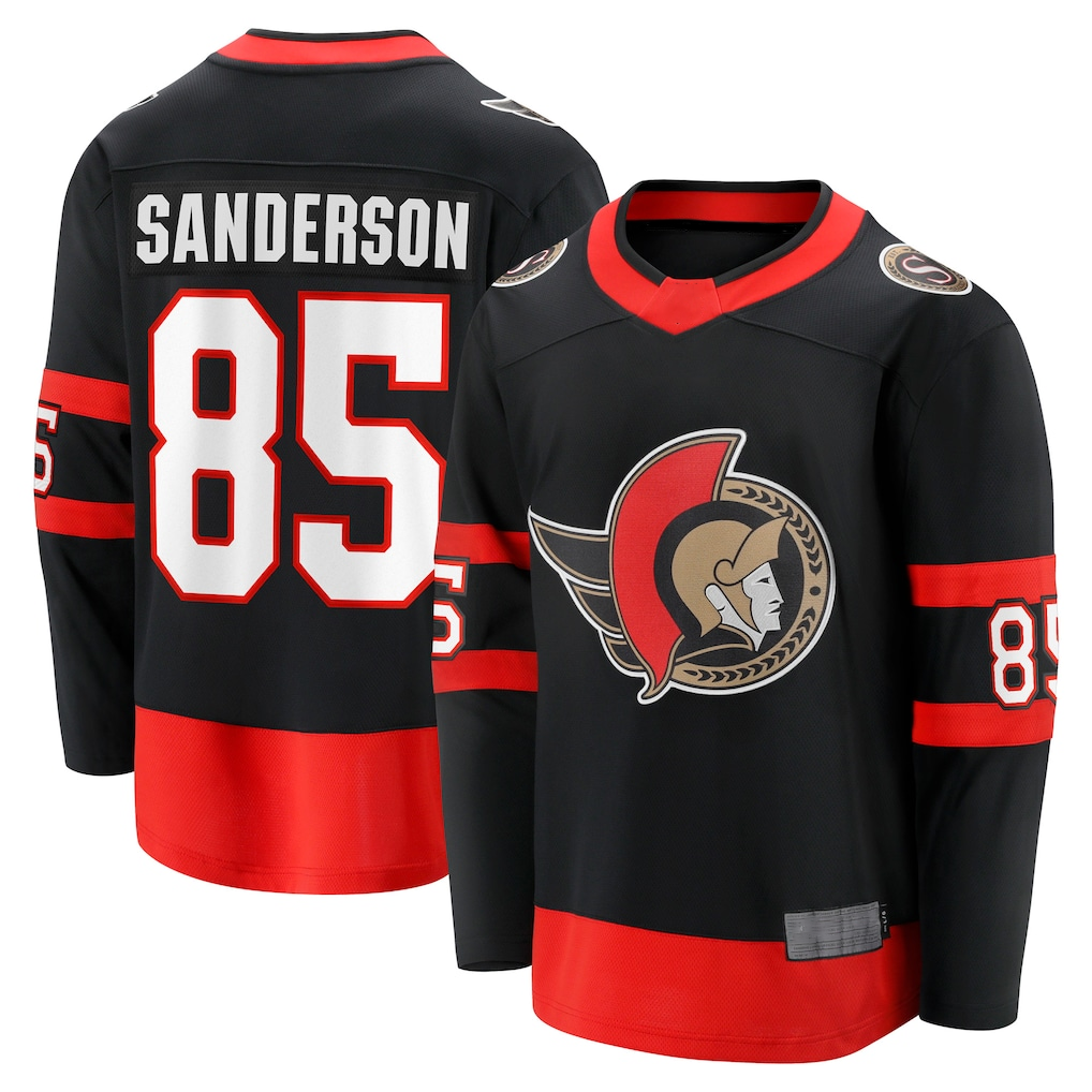 Punc O.Senators #85 Jake Sanderson Black Home Breakaway Jerseys