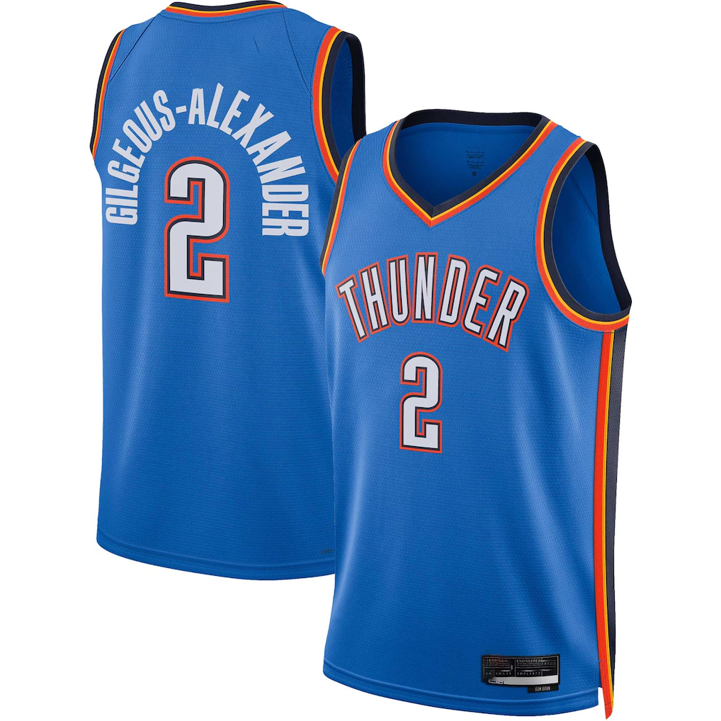Punc OC.Thunder #2 Shai Gilgeous-Alexander Blue Swingman Stitched Jerseys - Icon Edition