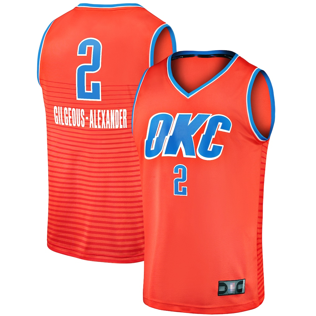 Punc OC.Thunder #2 Shai Gilgeous-Alexander Orange Fast Break Player Stitched Jerseys - Statement Edition
