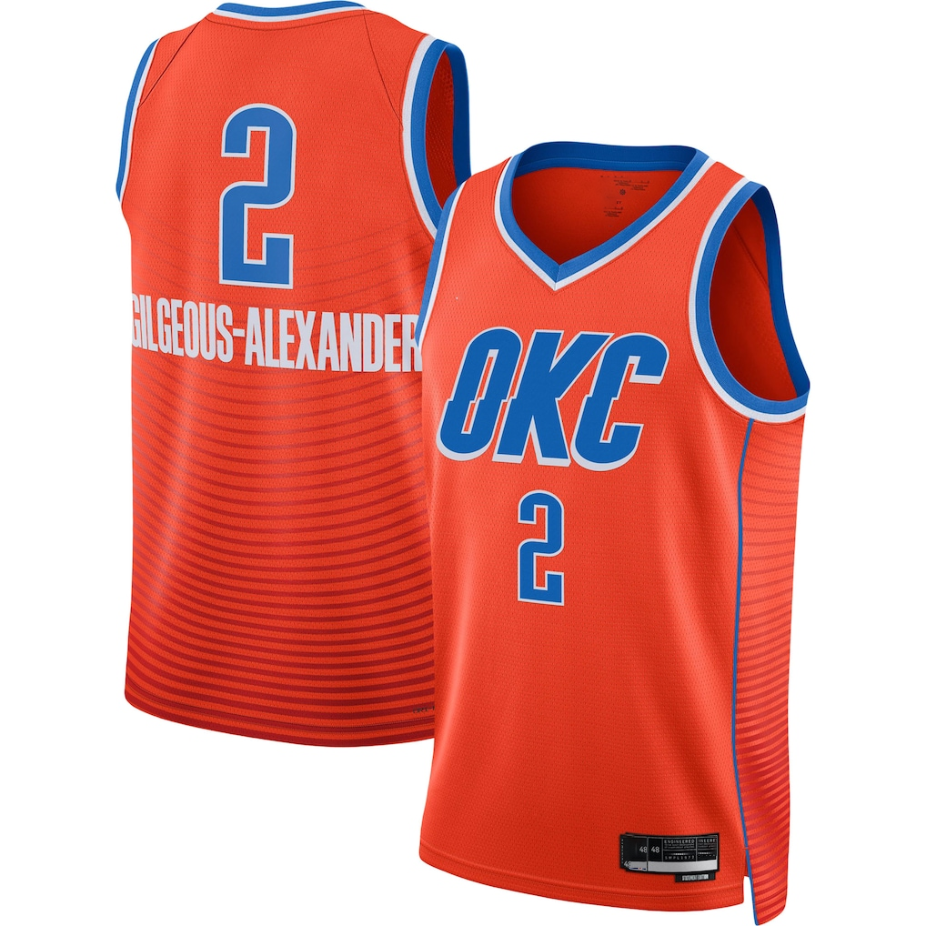 Punc OC.Thunder #2 Shai Gilgeous-Alexander Orange Swingman Stitched Jerseys - Statement Edition