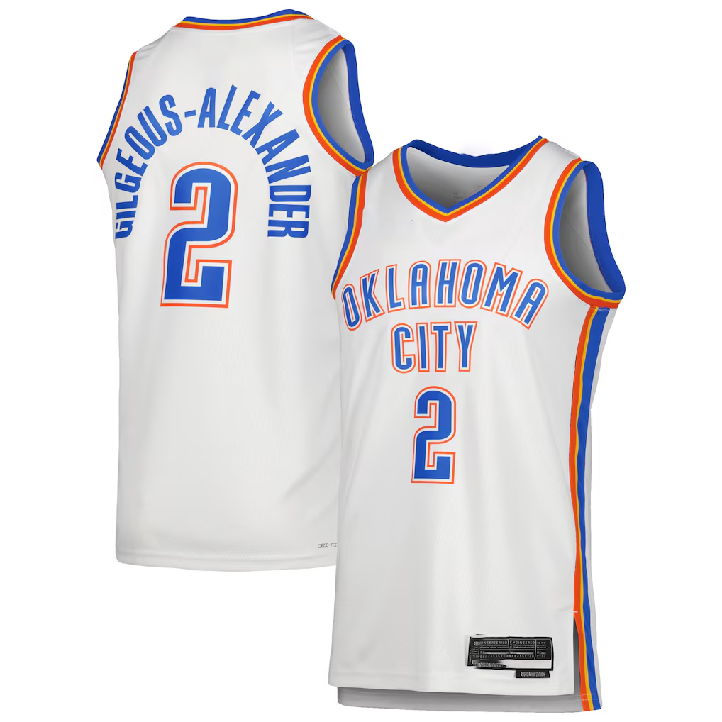 Punc OC.Thunder #2 Shai Gilgeous-Alexander White Swingman Stitched Jerseys - Association Edition
