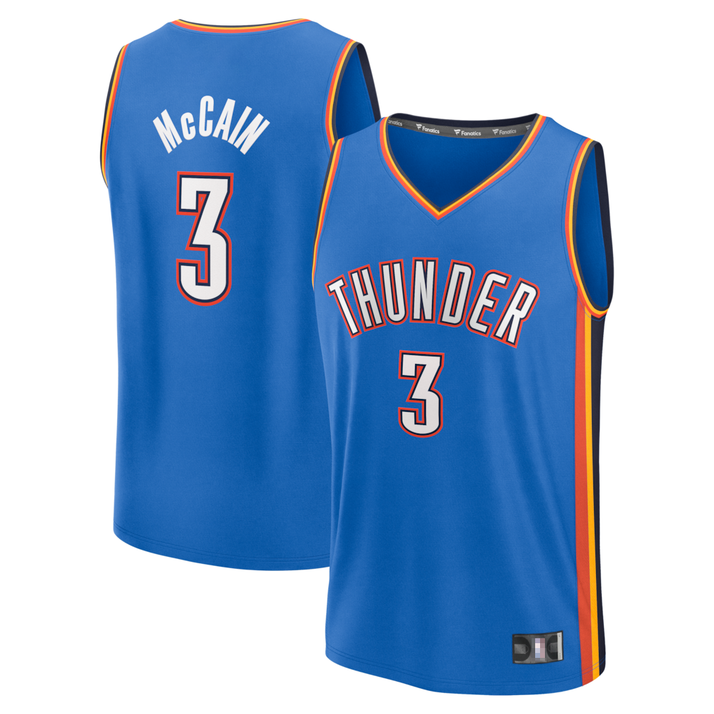 Punc OC.Thunder #3 Jared McCain Blue Fast Break Replica Stitched Jerseys - Icon Edition