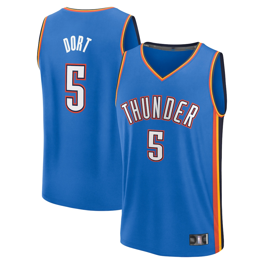 Punc OC.Thunder #5 Luguentz Dort Blue Fast Break Replica Player Stitched Jerseys- Icon Edition