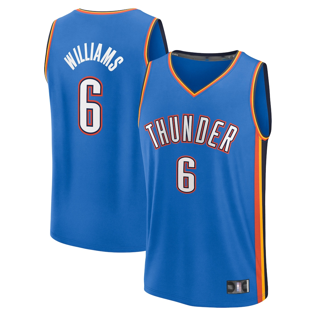 Punc OC.Thunder #6 Jaylin Williams Blue Fast Break Replica Player Stitched Jerseys - Icon Edition