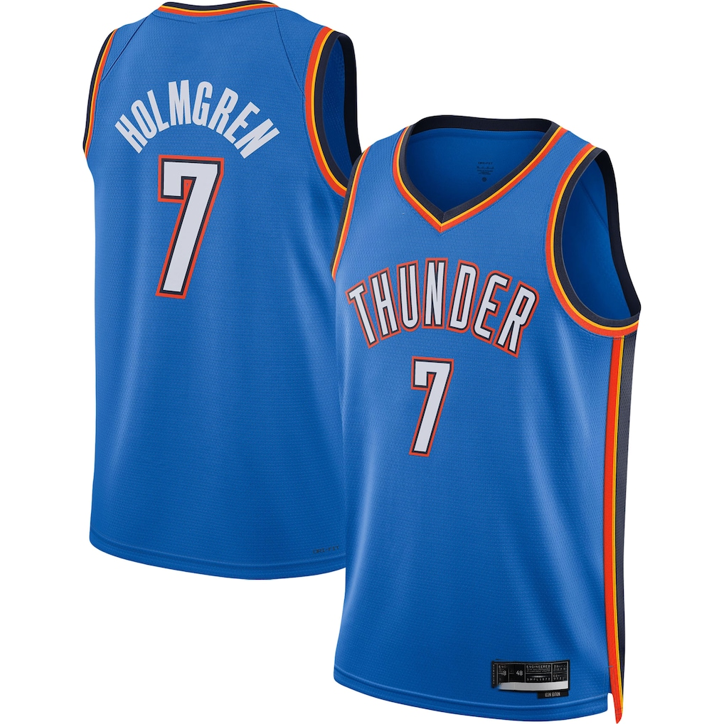 Punc OC.Thunder #7 Chet Holmgren Blue 2022 Draft First Round Pick Player Swingman Stitched Jerseys - Icon Edition