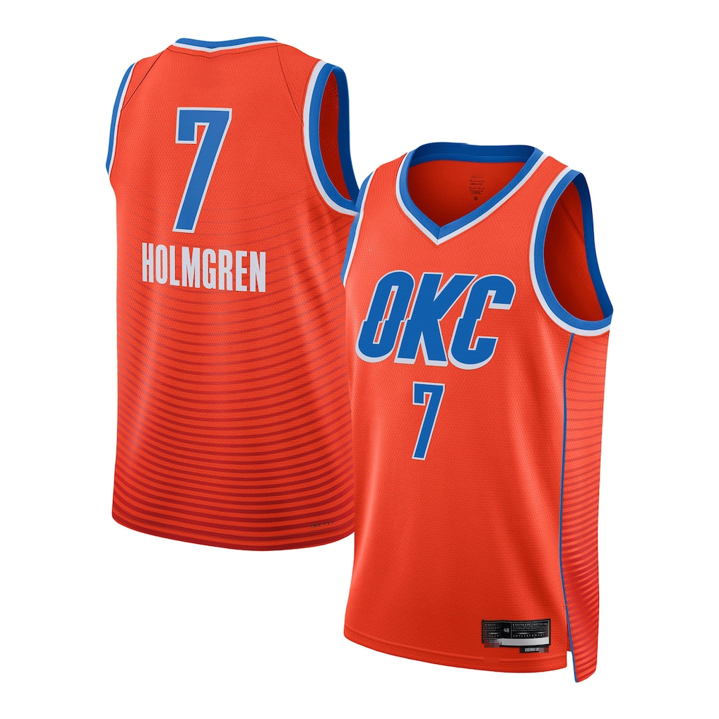 Punc OC.Thunder #7 Chet Holmgren Orange Swingman Stitched Jerseys - Statement Edition