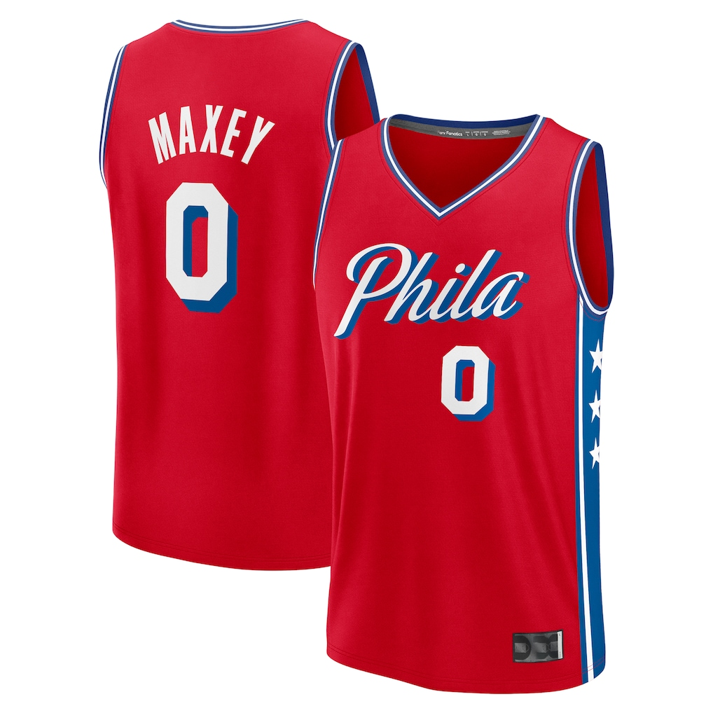 Punc P.76ers #0 Tyrese Maxey Jordan Brand Red Swingman Jerseys - Statement Edition