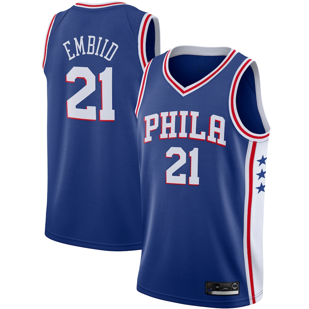 Punc P.76ers #21 Joel Embiid Royal 2019-2020 Swingman Jerseys - Icon Edition