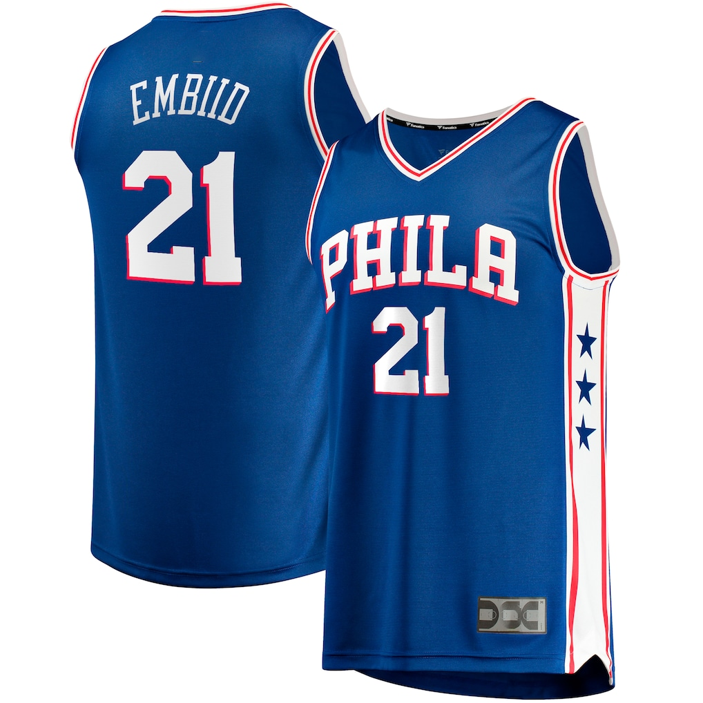 Punc P.76ers #21 Joel Embiid  Royal Big & Tall Fast Break Player Jerseys - Icon Edition