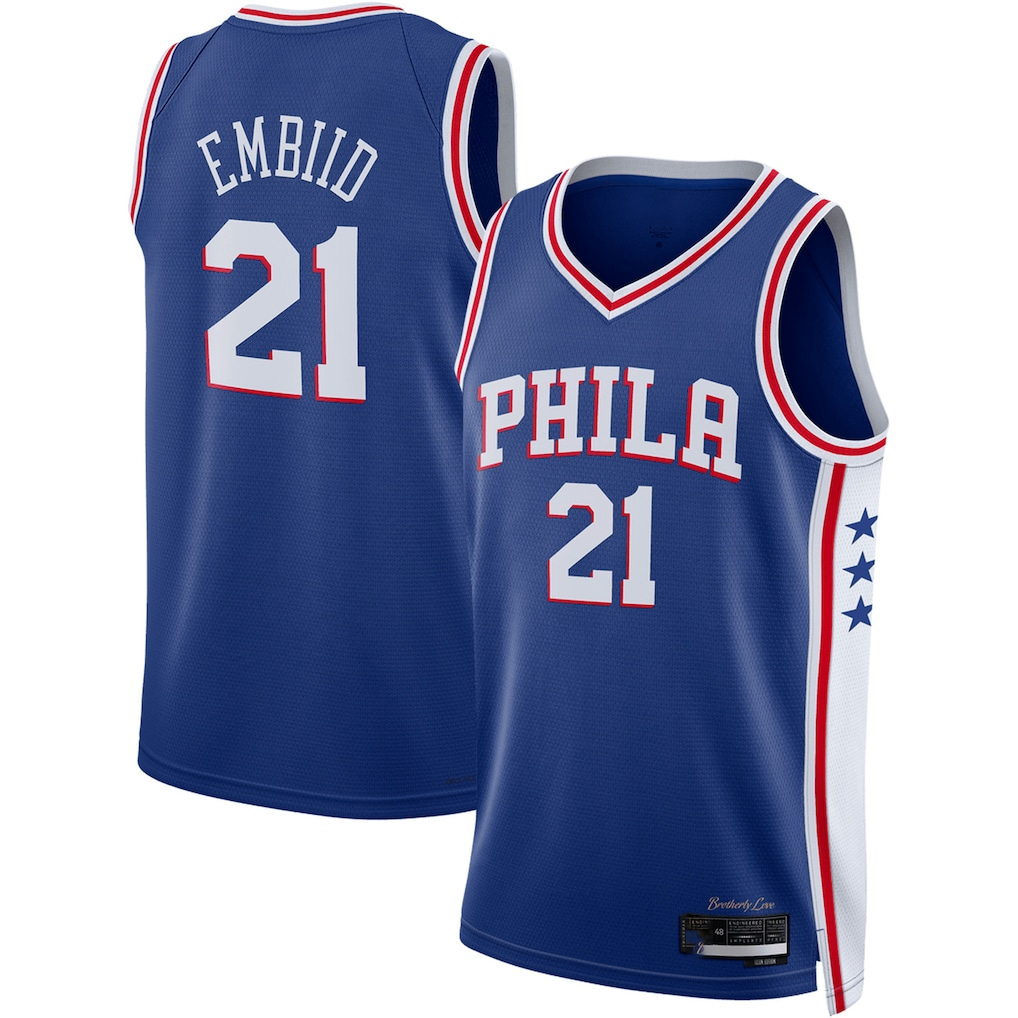 Punc P.76ers #21 Joel Embiid Royal Swingman Jerseys - Icon Edition