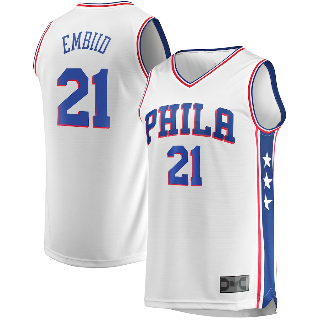 Punc P.76ers #21 Joel Embiid White Replica Jerseys - Association Edition