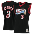 Punc P.76ers #3 Allen Iverson Mitchell & Ness Black 2000-01 Hardwood Classics Swingman Jerseys