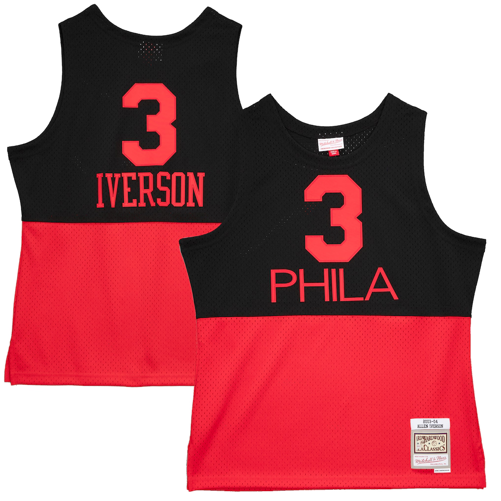 Punc P.76ers #3 Allen Iverson Mitchell & Ness Black 2003-04 Hardwood Classics Reload 2.0 Swingman Jerseys