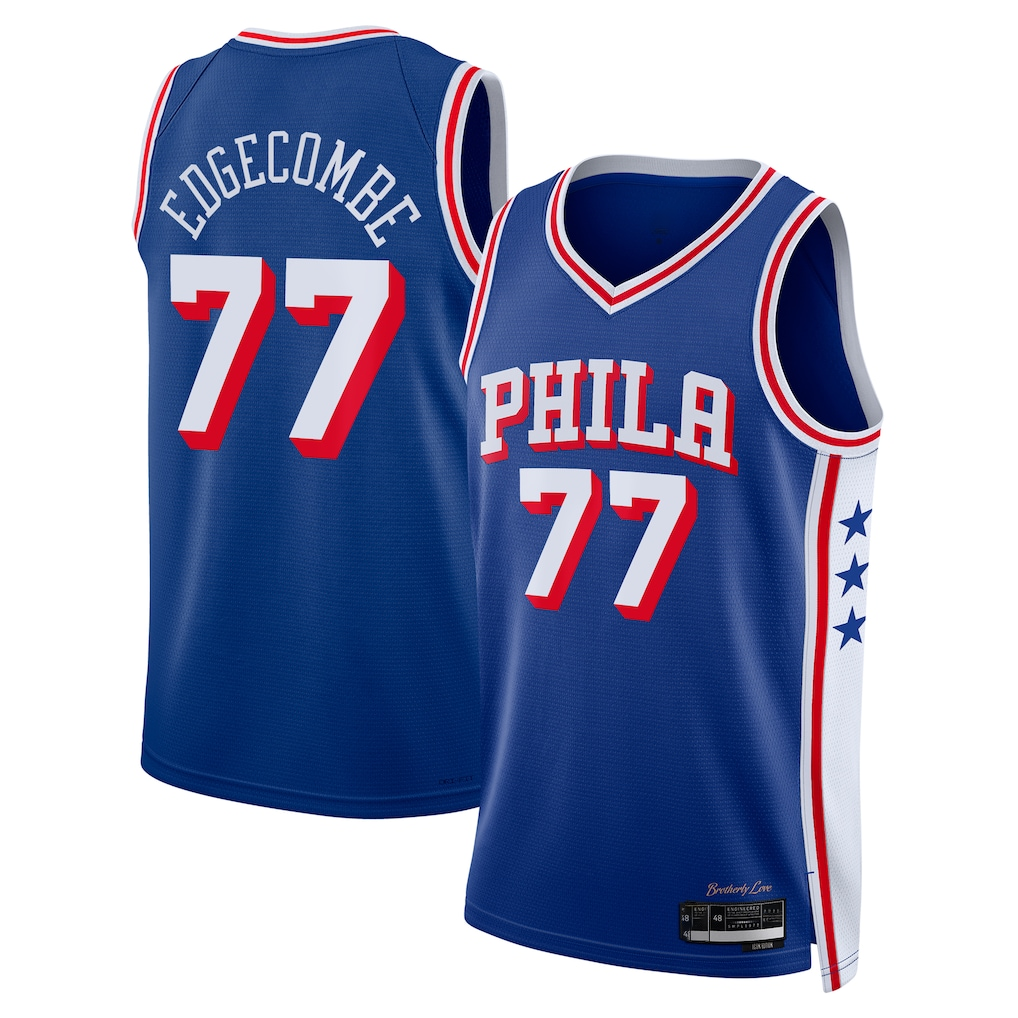 Punc P.76ers #77 V. J. Edgecombe Royal 2025 Draft First Round Pick Swingman Jerseys - Icon Edition