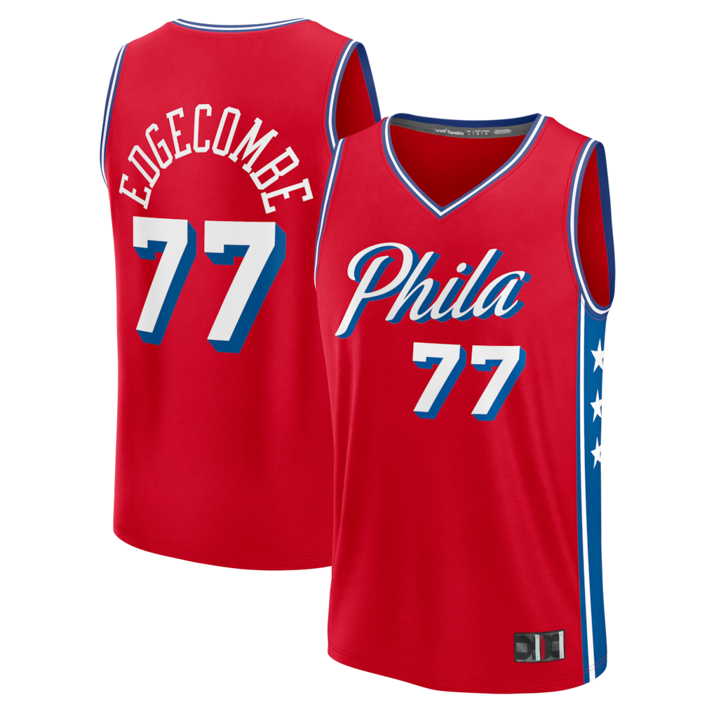 Punc P.76ers #77 VJ Edgecombe Red Fast Break Replica Player Jerseys - Statement Edition