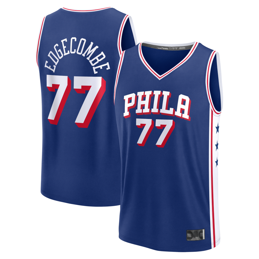 Punc P.76ers #77 VJ Edgecombe  Royal Fast Break Jerseys - Icon Edition