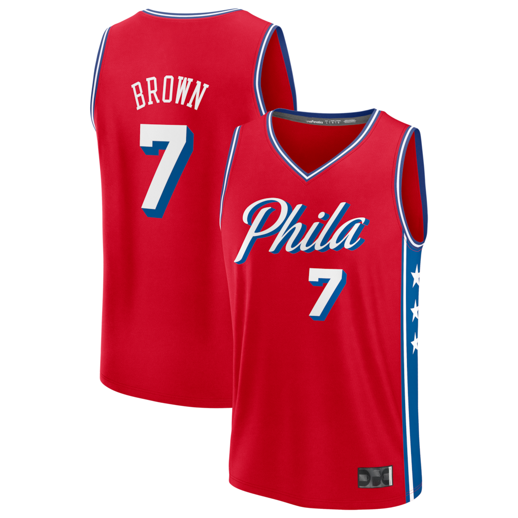 Punc P.76ers #7 Jaylen Brown Red Fast Break Jerseys - Statement Edition