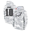 Punc P.Eagles #10 Braden Mann Player Arctic Camo Salute to Service Pullover Hoodies Limited Game Stitched Jerseys