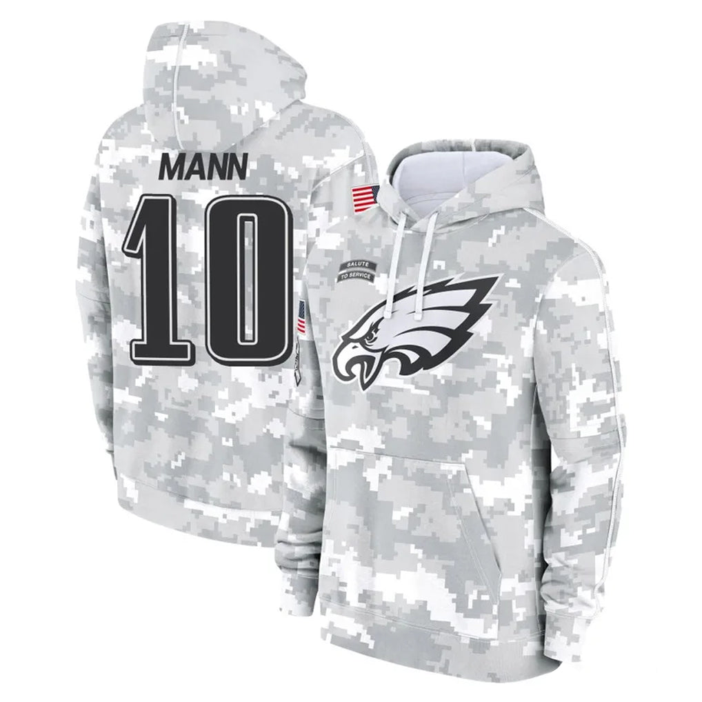 Punc P.Eagles #10 Braden Mann Player Arctic Camo Salute to Service Pullover Hoodies Limited Game Stitched Jerseys