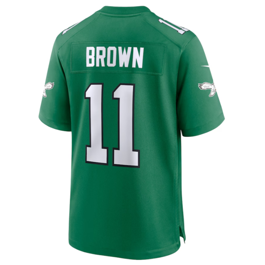 Punc P.Eagles #11 A.J. Brown Green Alternate Game Player Jersey Stitched American Stitched Jersey