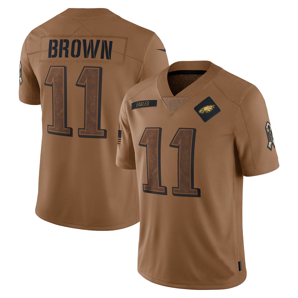 Punc P.Eagles #11 A.J. Brown Player Brown Salute To Service Limited Stitched Jerseys