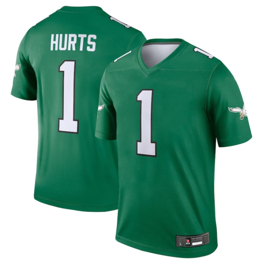 Punc P.Eagles #1 Jalen Hurts Green Alternate Legend Player Stitched American Stitched Jerseys