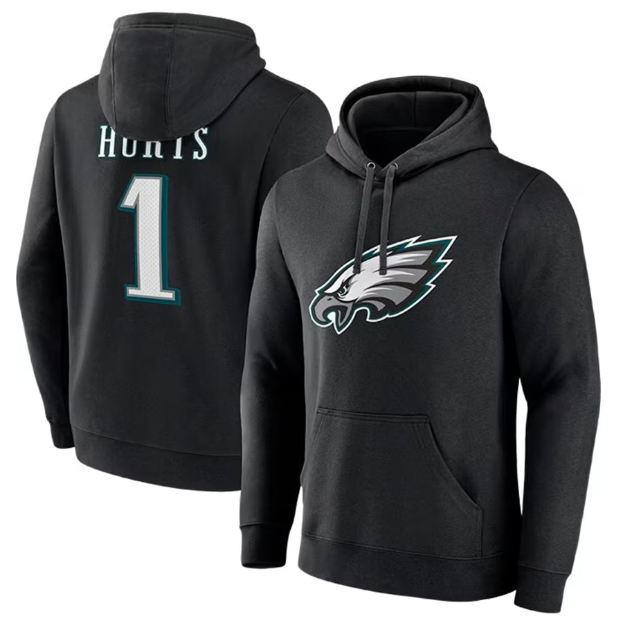 Punc P.Eagles #1 Jalen Hurts Player Black Military Hoodie Game Stitched Jerseys