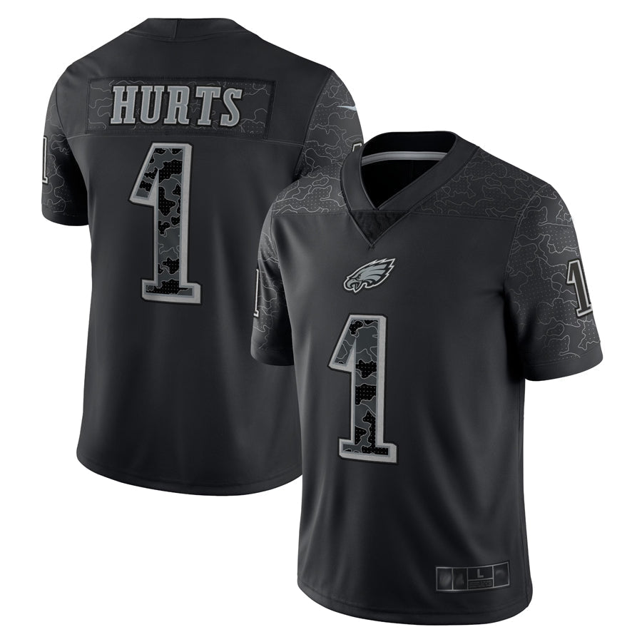 Punc P.Eagles #1 Jalen Hurts Player Black REFLECTIVE Limited Stitched Jerseys