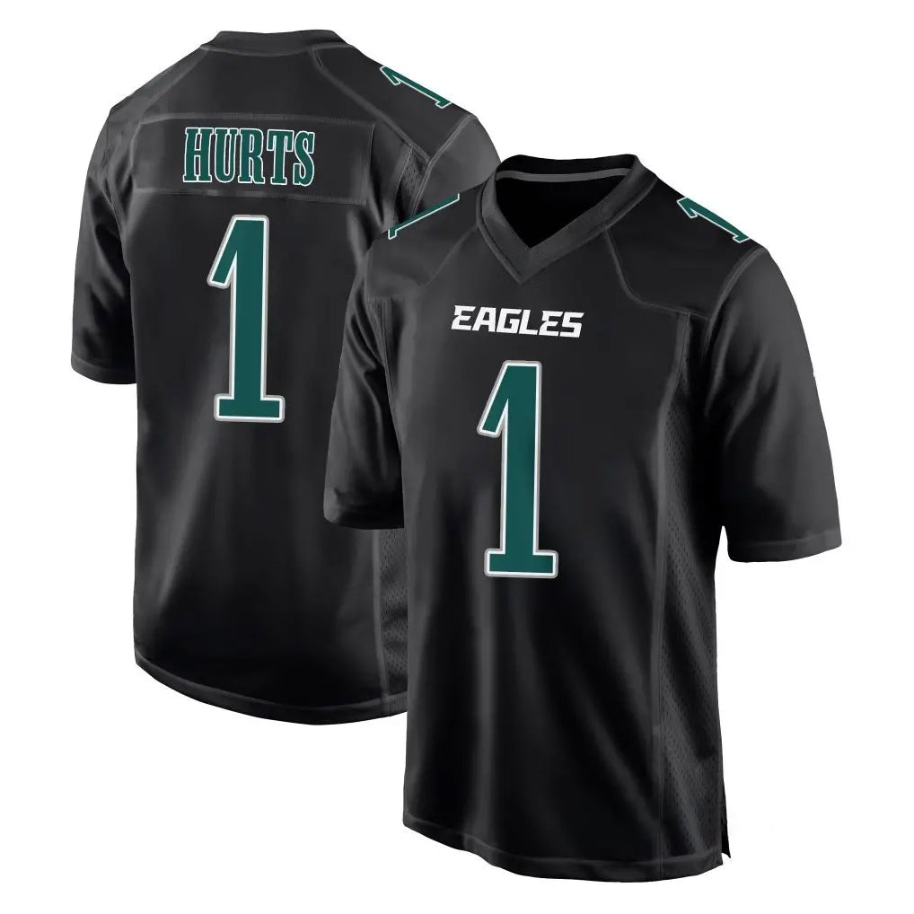 Punc P.Eagles #1 Jalen Hurts Player Carbon Black Fashion Home Game Stitched Jerseys