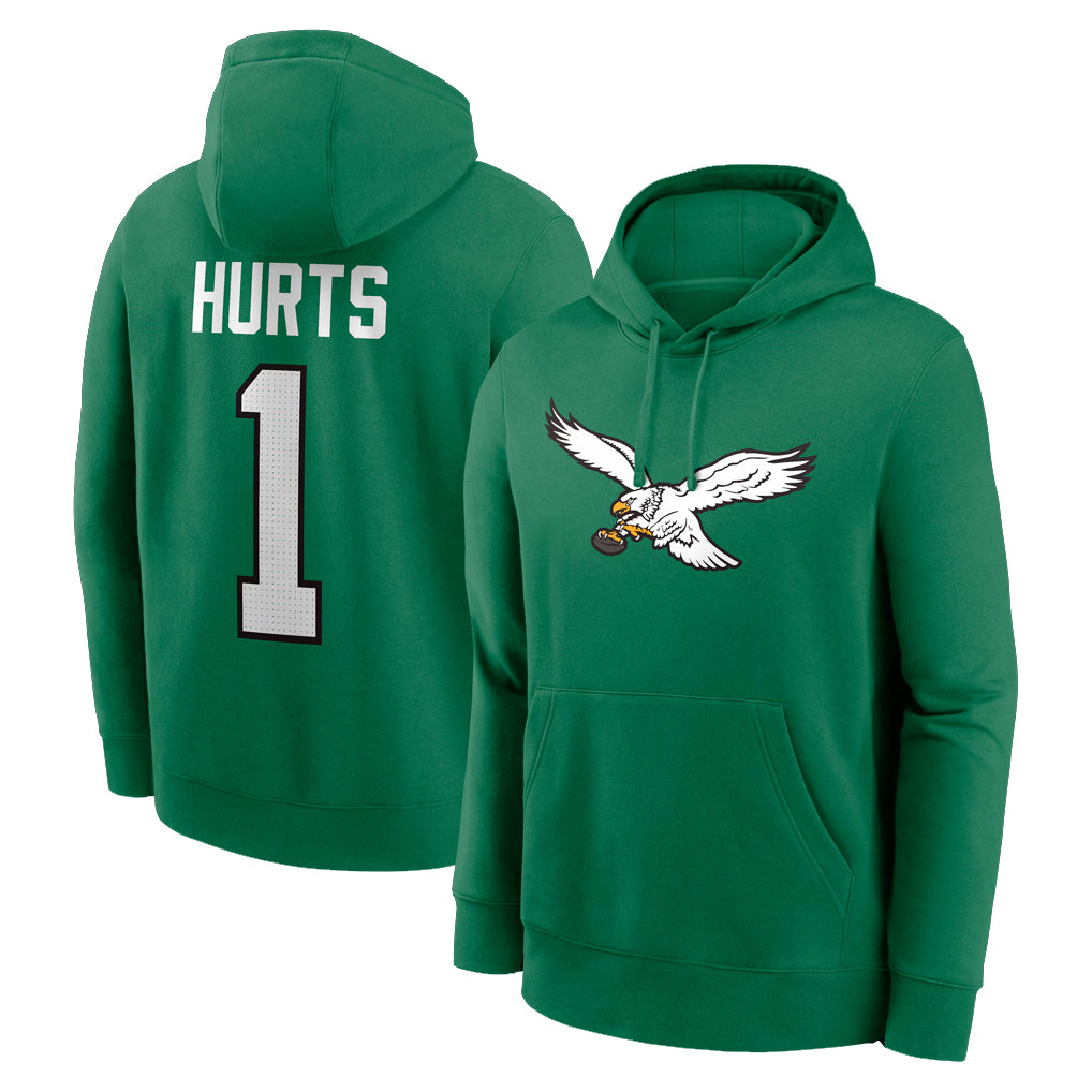 Punc P.Eagles #1 Jalen Hurts Player Green Pullover Hoodies Home Game Stitched Jerseys