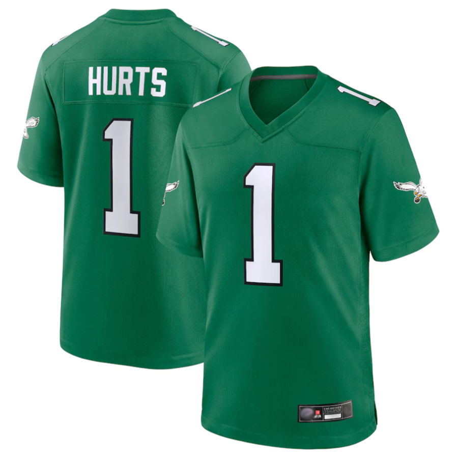 Punc P.Eagles #1 Jalen Hurts Player Kelly Green Game Stitched Jerseys