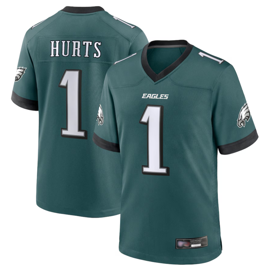 Punc P.Eagles #1 Jalen Hurts Player Midnight Green Game Stitched Jerseys