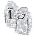 Punc P.Eagles #1 Jalen Hurts Player Military Hoodie Arctic Camo Salute To Service Stitched Jerseys